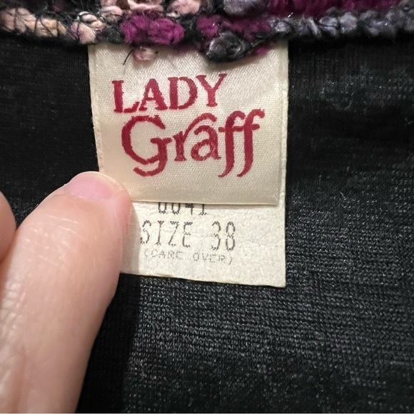 Vintage Large 38 Lady Graff Wool Mohair Chenille Woven Open Lined Sweater C - Picture 4 of 6